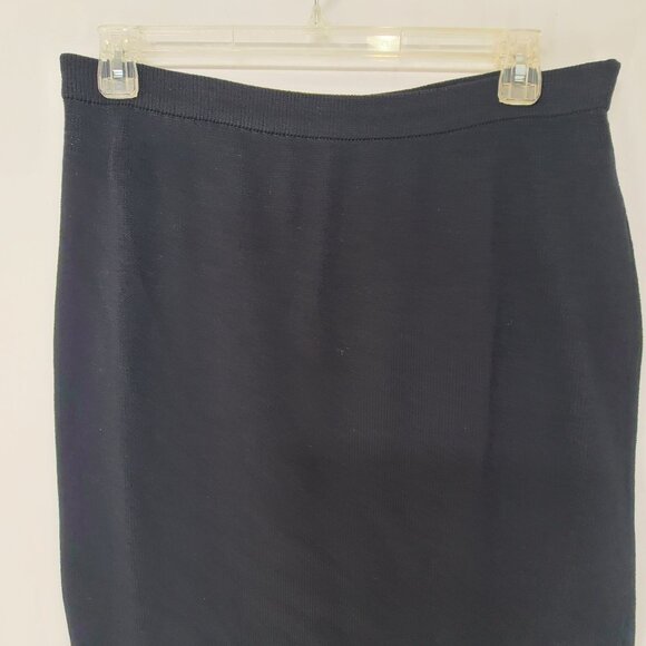 St. John  BASICS Women's Santana Knit Midi Skirt Black Size 16 Designer Classic - Picture 3 of 7